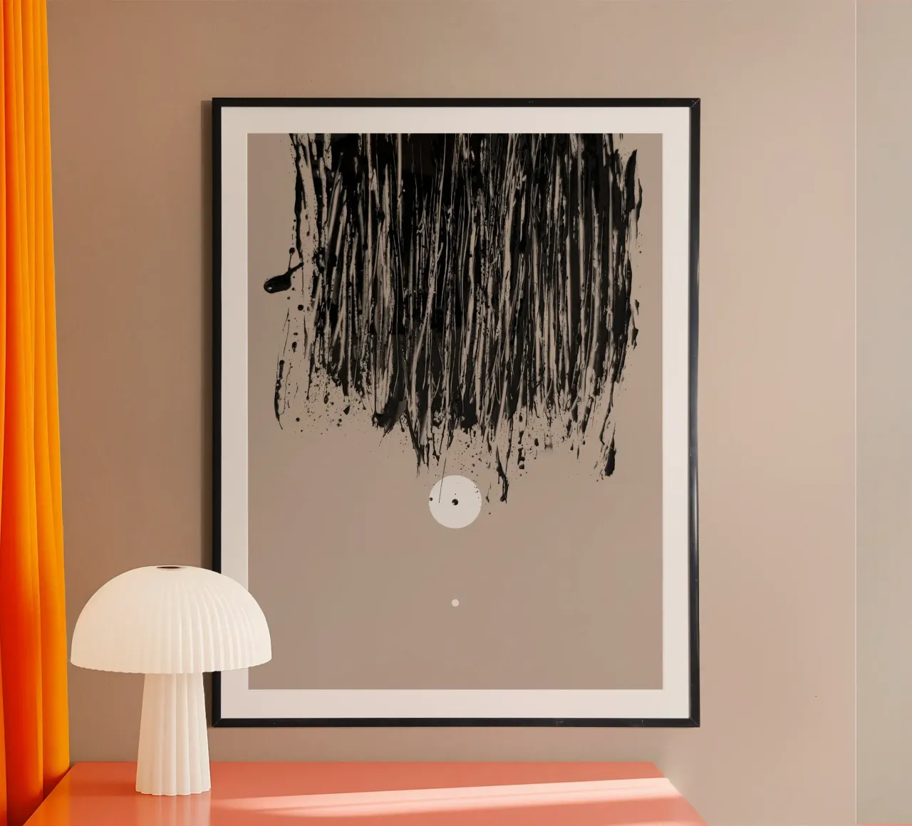 Two White Dots and Black Ink | Minimalist Abstract poster da sabidussi