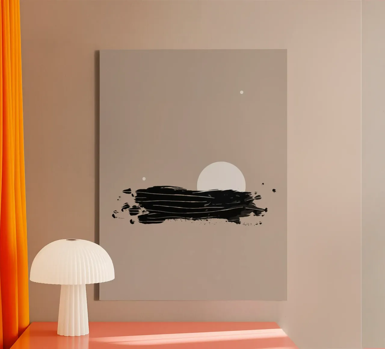Three White Dots and Black Ink | Minimalist Abstract canvas by sabidussi