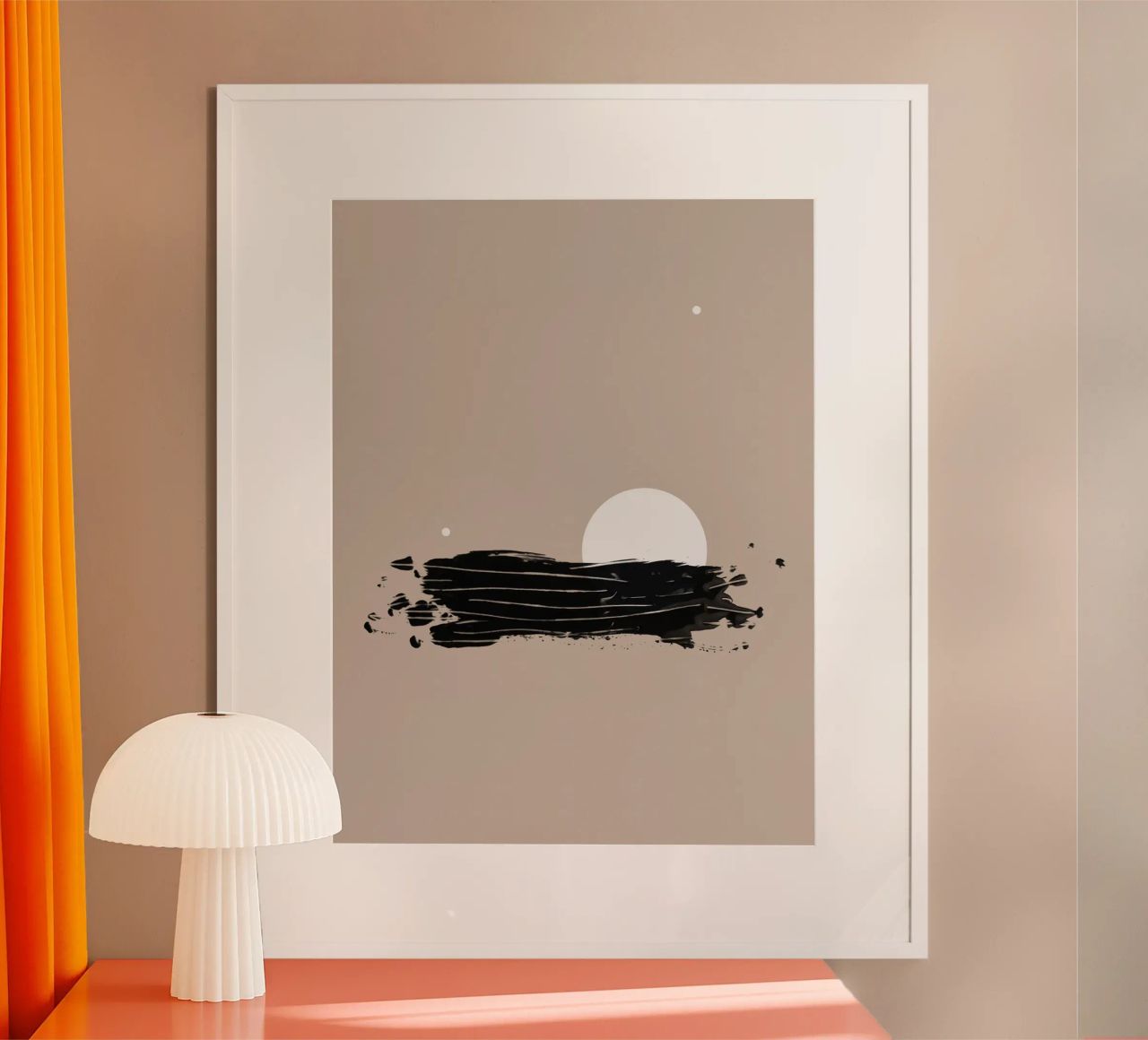 Three White Dots and Black Ink | Minimalist Abstract poster da sabidussi