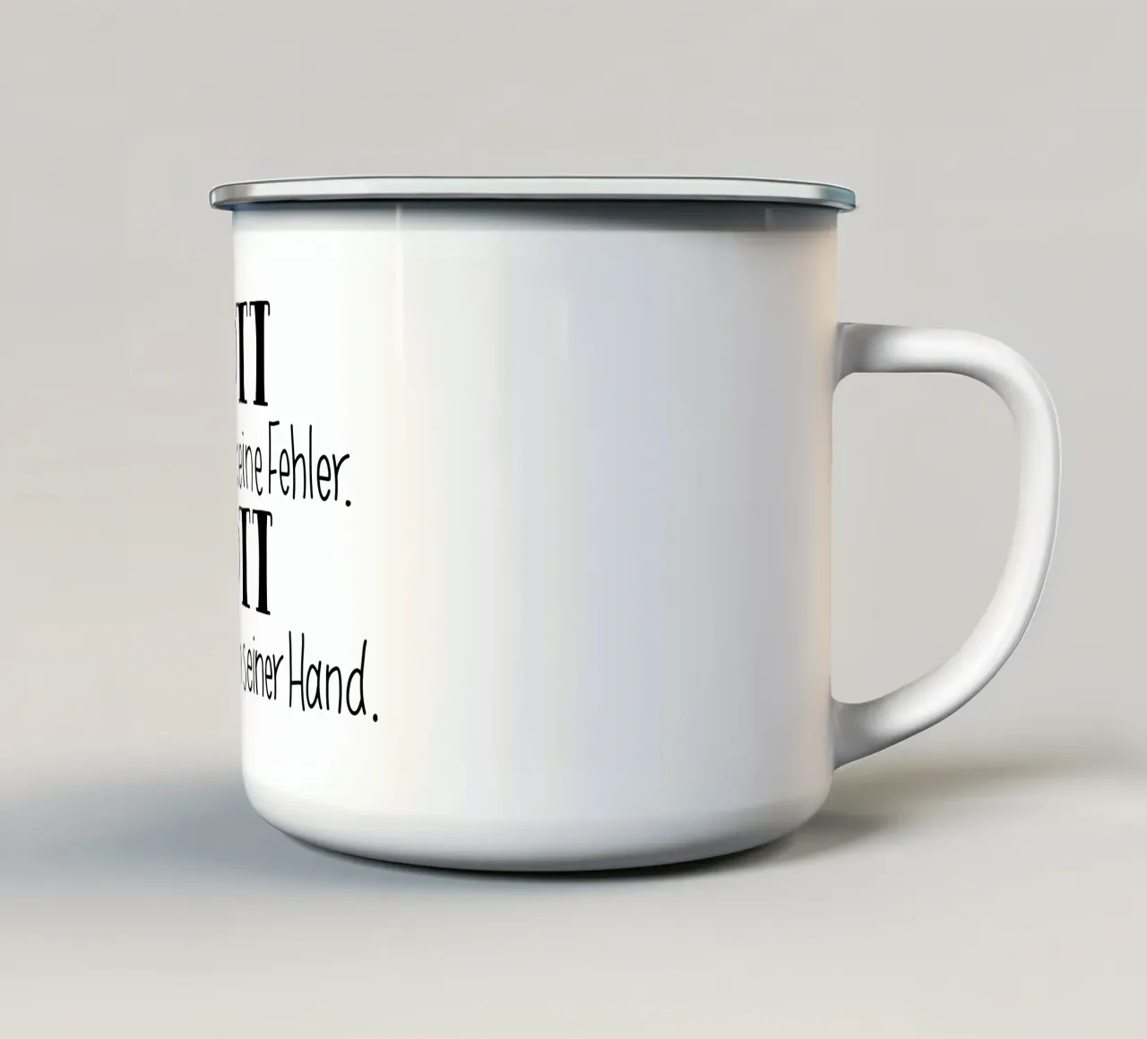 Gott macht keine Fehler tazza in smalto da Letters of Love