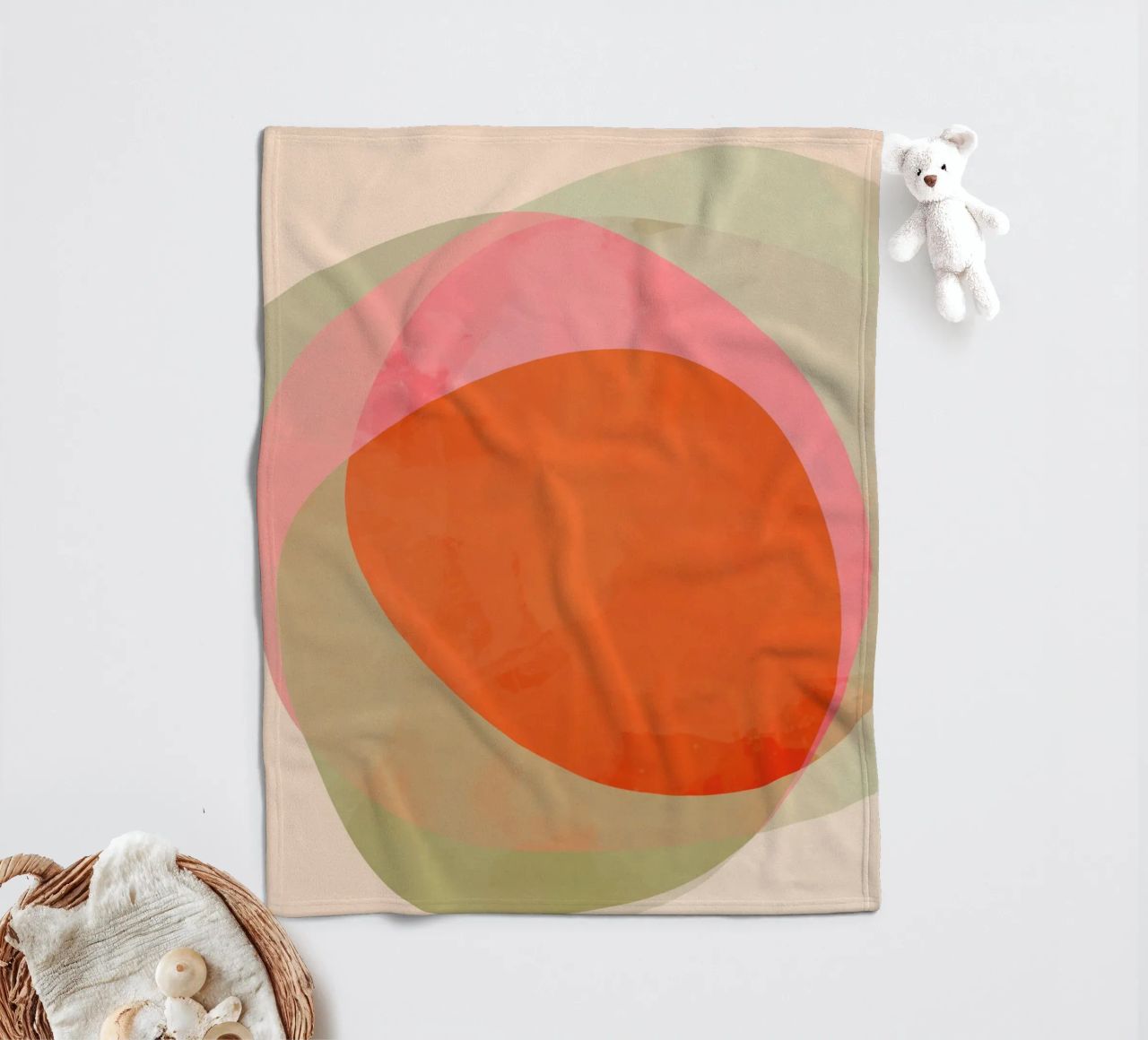 Abstract Shapes 12 | Raspberry, Vanilla, Mint, Orange coperta in pile da sabidussi