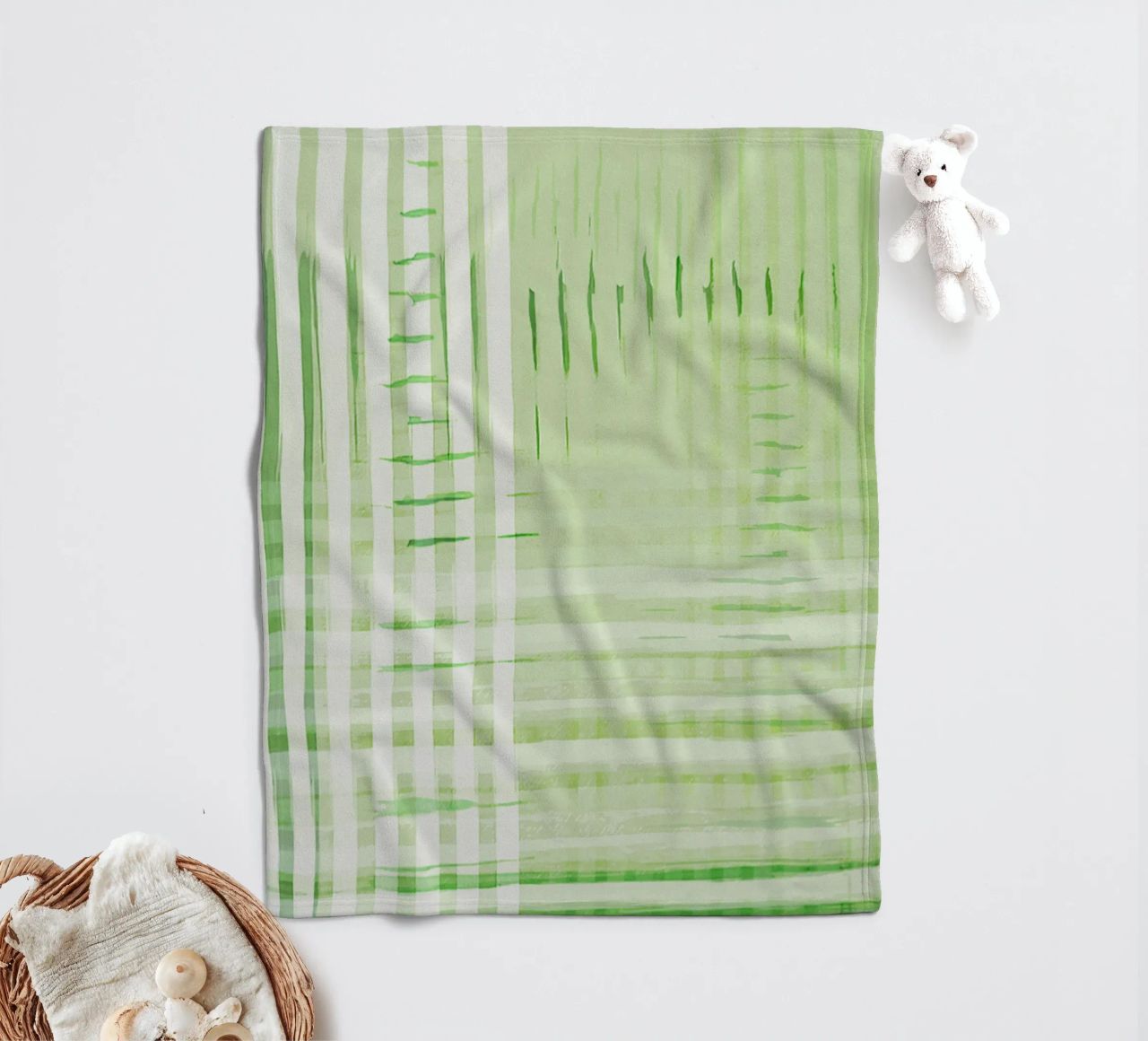 Abstract Shapes | Deconstructed Checkers | Spring Green coperta in pile da sabidussi