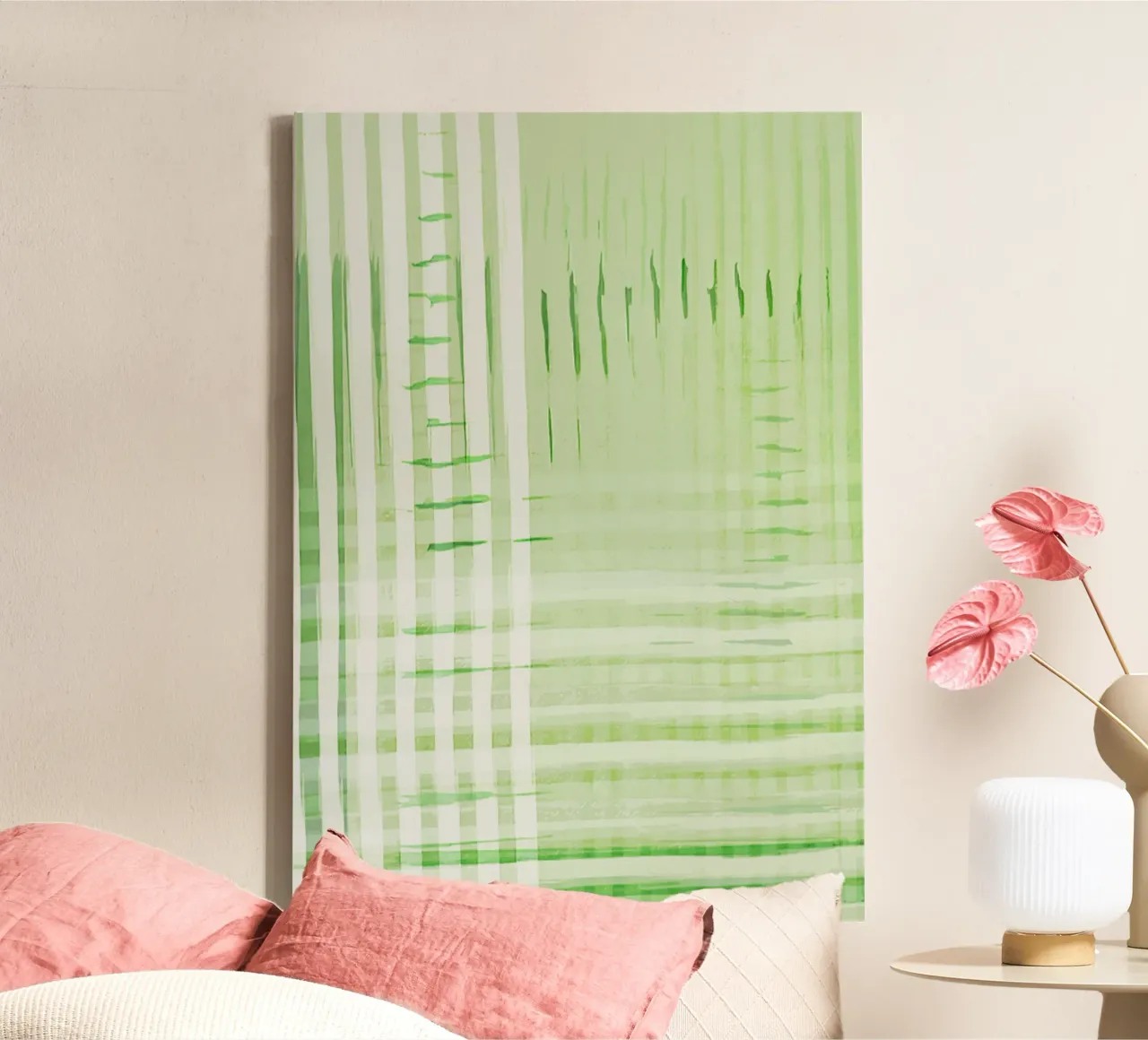 Abstract Shapes | Deconstructed Checkers | Spring Green canvas by sabidussi