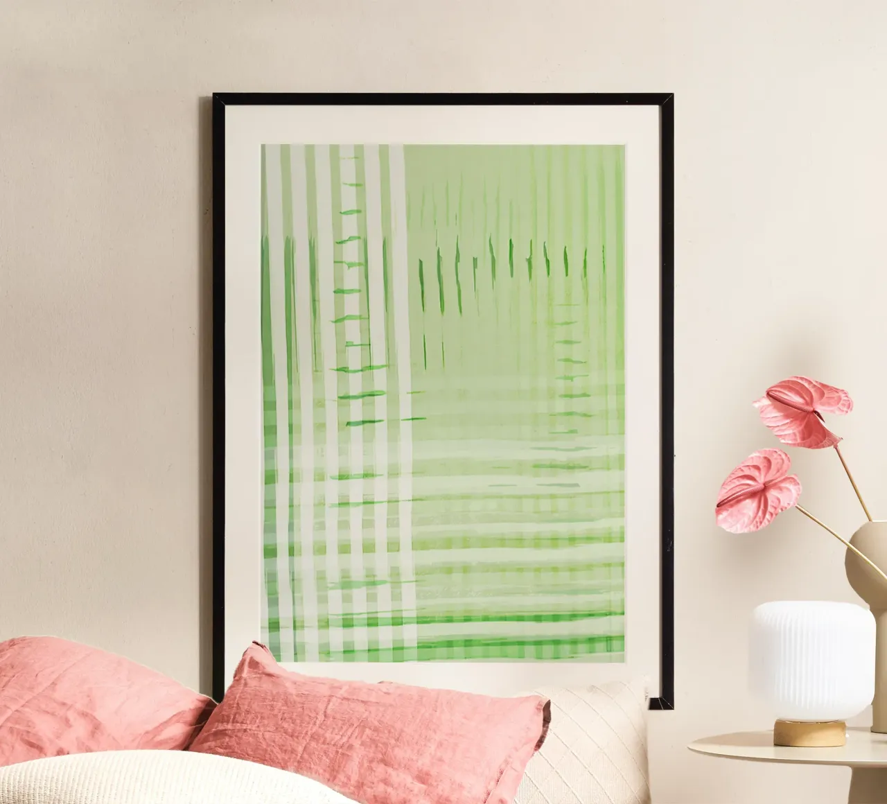 Abstract Shapes | Deconstructed Checkers | Spring Green hahnemühle van sabidussi