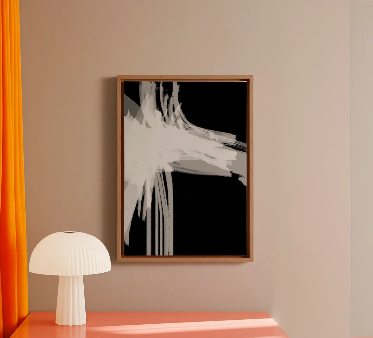 Strokes 14 | Expressive Black & Neutral Abstract tela con Cornice a cassetta da sabidussi