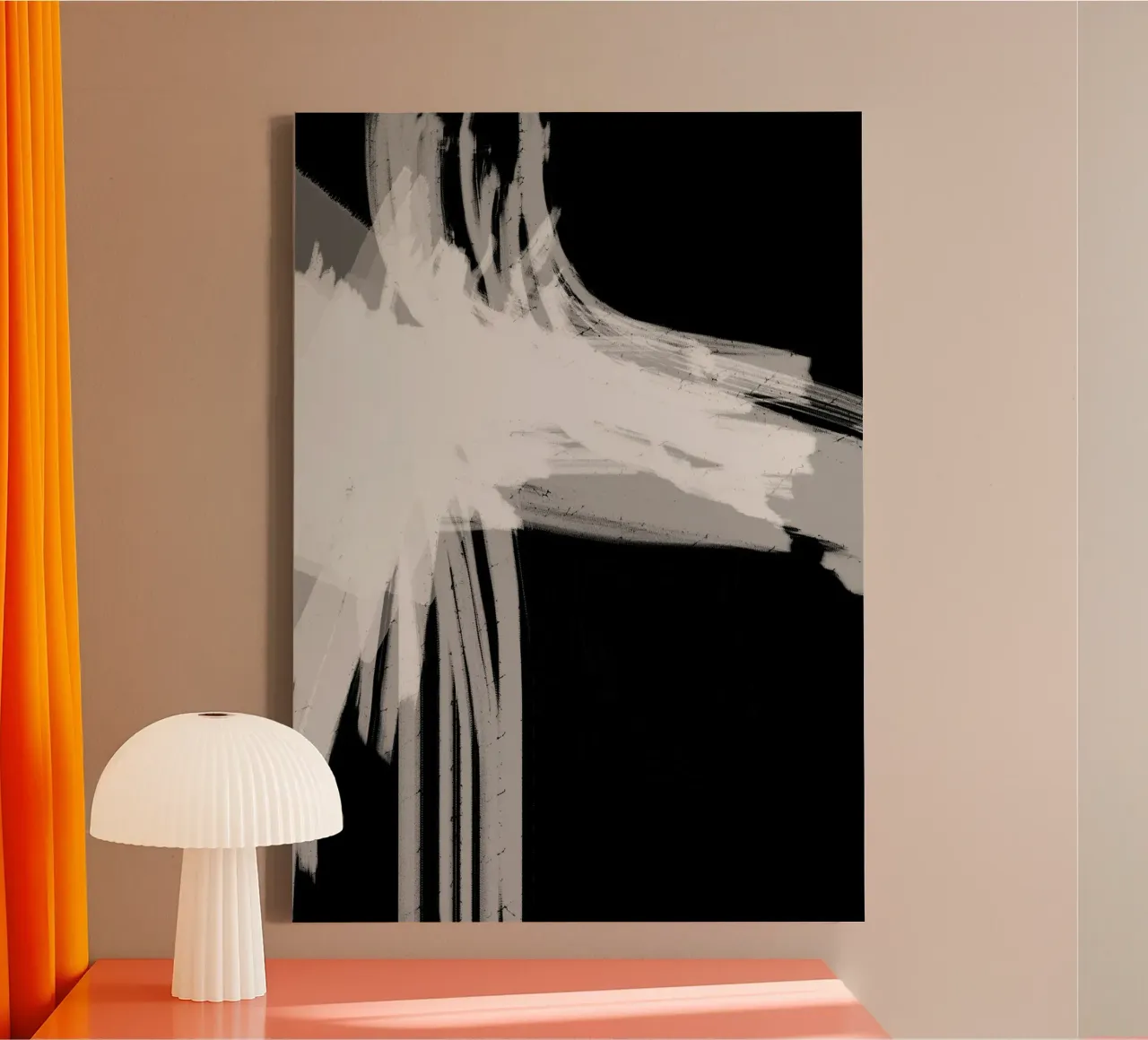 Strokes 14 | Expressive Black & Neutral Abstract tela con Cornice a cassetta da sabidussi