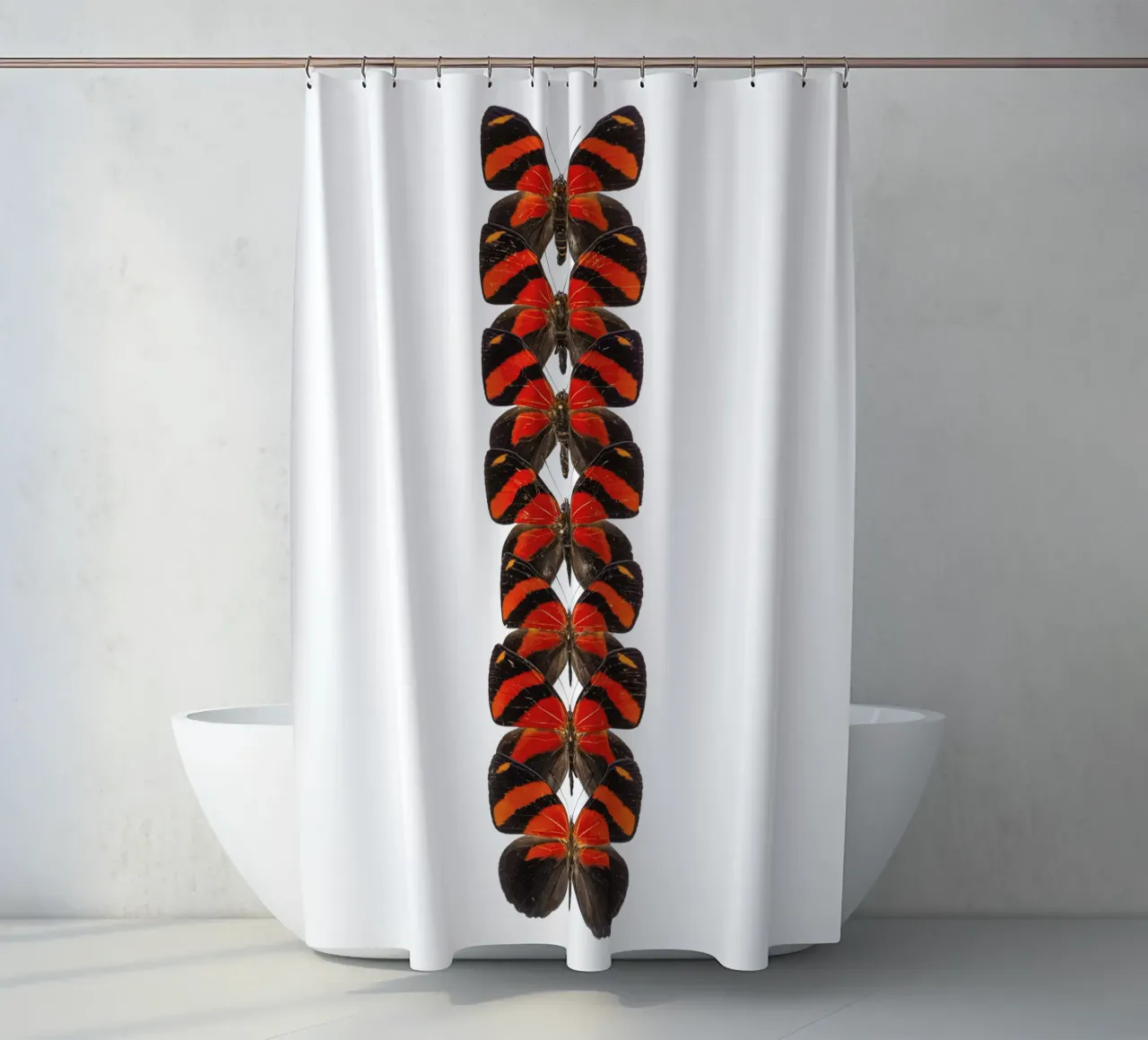 Rosso radioso: Piccole farfalle tenda da doccia da Curious Collections by Marielle Leenders