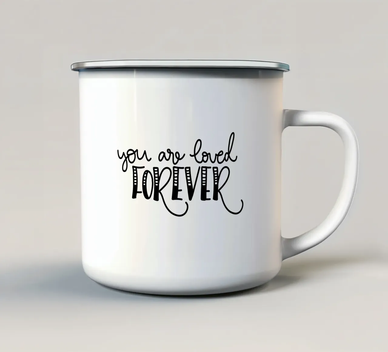 You are loved forever taza de esmalte de Letters of Love