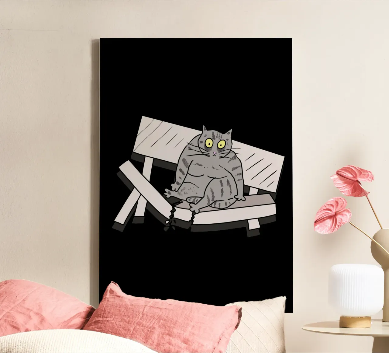 chubby wide-eyed cat tela con Cornice a cassetta da ramosashop