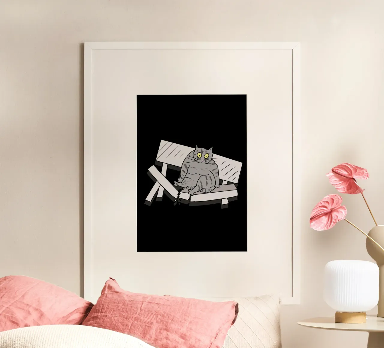 chubby wide-eyed cat poster da ramosashop