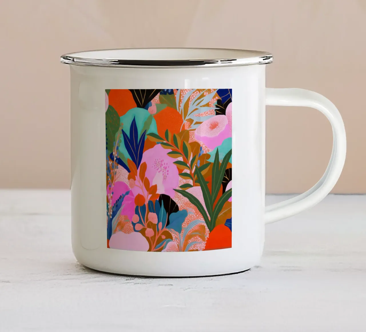 Pittura di armonia floreale tazza in smalto da Carinaprint