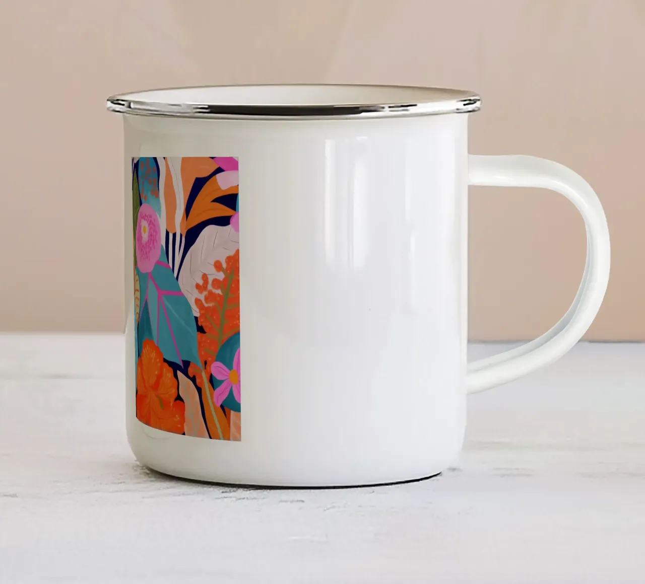 Grande dipinto di fiori tazza in smalto da Carinaprint