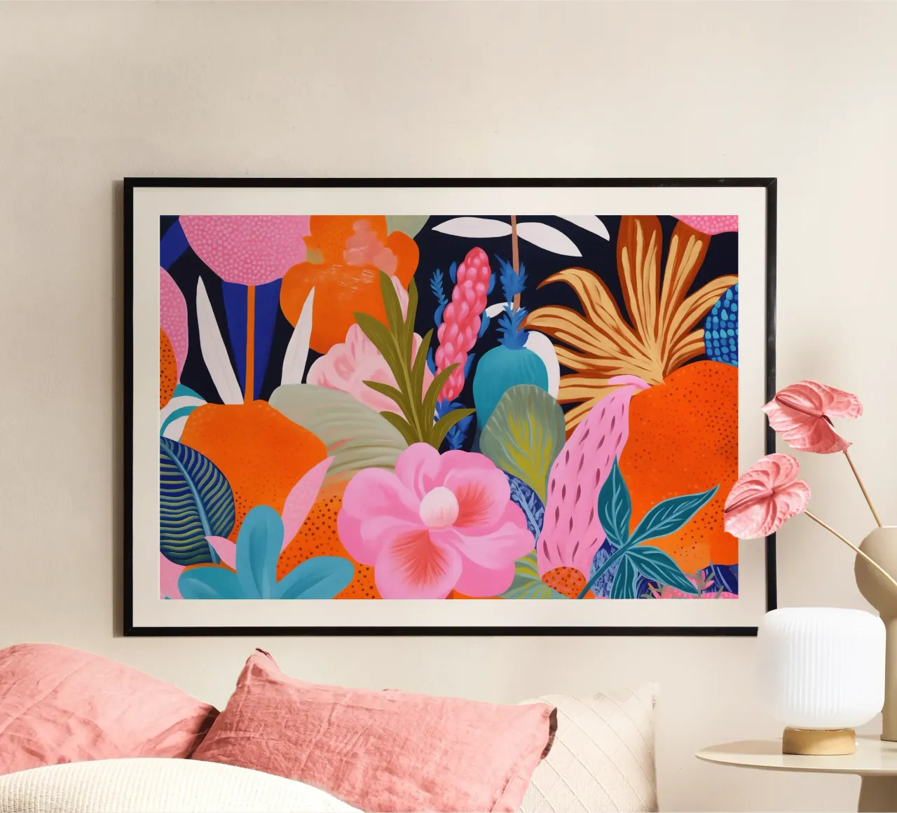 Flower Joy Painting poster with plastic frame by Carinaprint