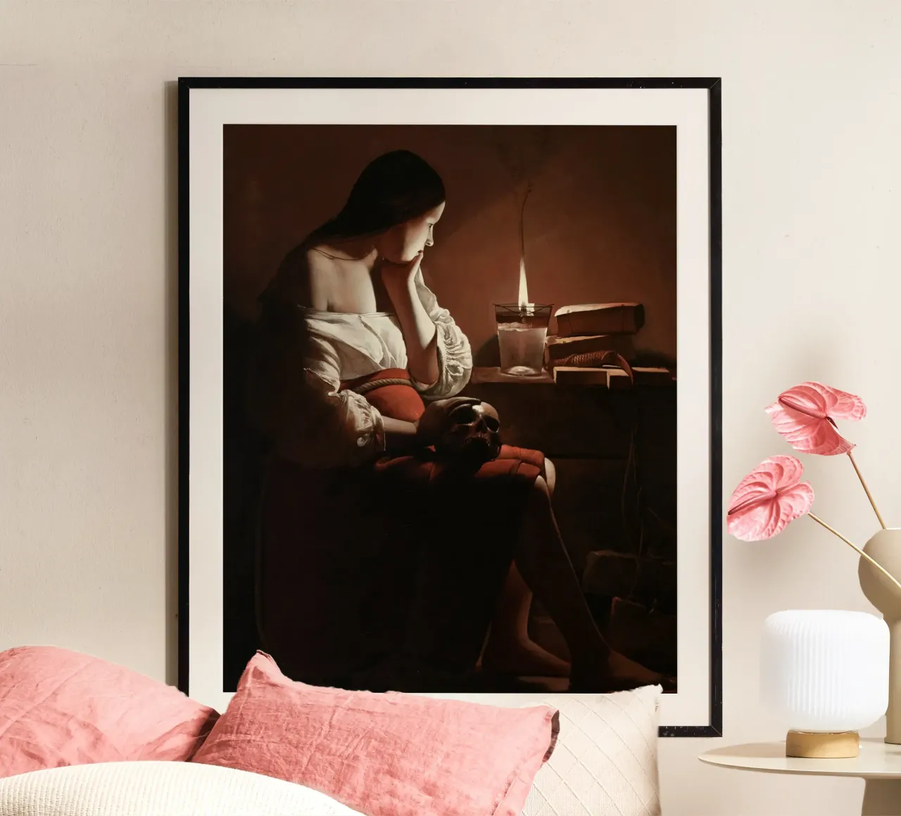 Georges de La Tour - La Maddalena con la fiamma fumante (1640) poster con telaio in plastica da Timeless Artworks