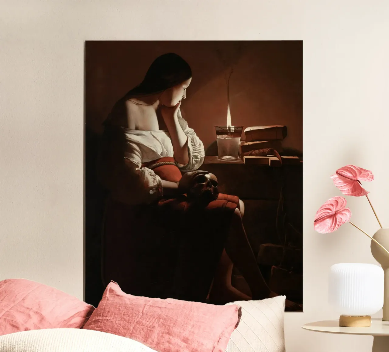 Georges de La Tour - La Maddalena con la fiamma fumante (1640) poster con telaio in plastica da Timeless Artworks