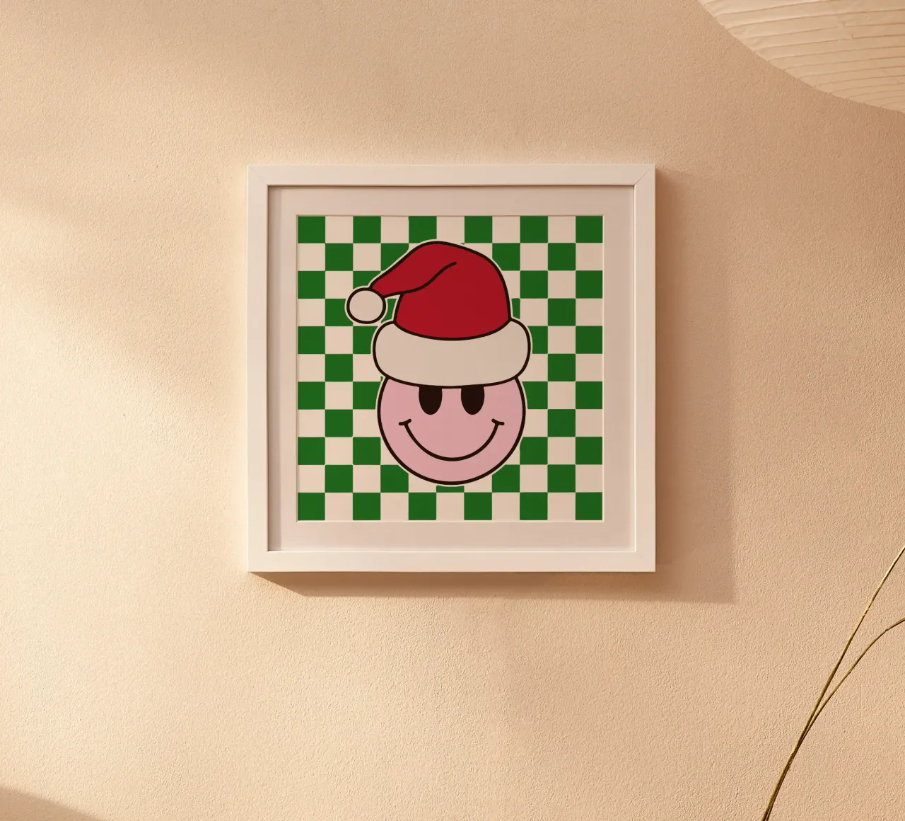 Grappig Gelukkig Gezicht Kerstman Icoon glimlach Kerstdag Geschenk poster van onefeelshop