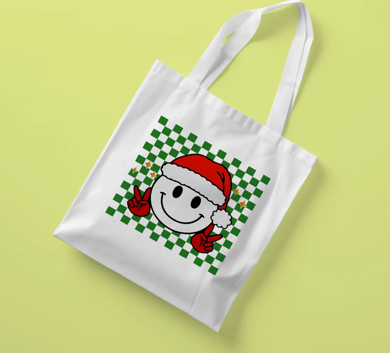 Funny Icon Santa Claus Happy Face Icon smile Design borsa in juta da onefeelshop
