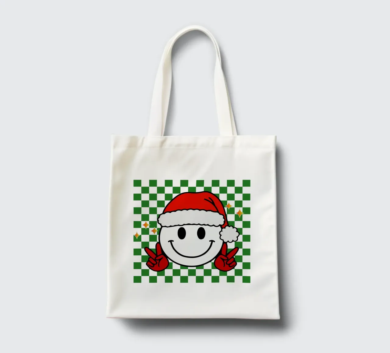 Funny Icon Santa Claus Happy Face Icon smile Design borsa in juta da onefeelshop