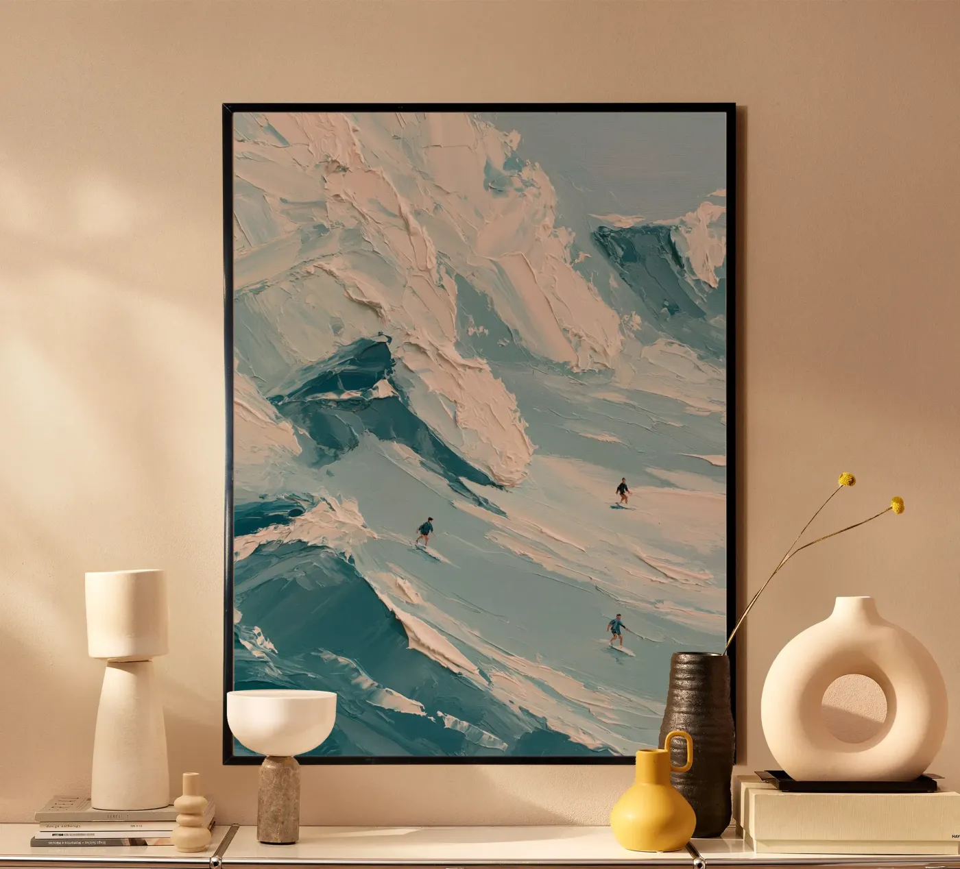 Abstracte kunst met textuur, surfen, golfprint poster van AbstractPrints