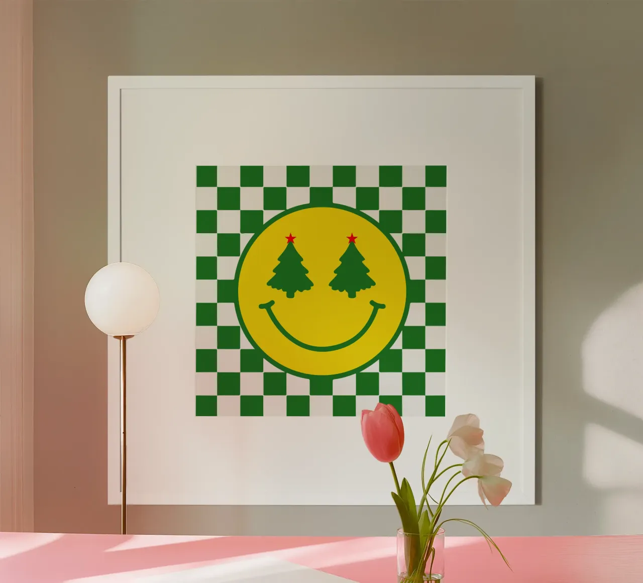 Funny Icon Christmas trees happy face smile icon poster by onefeelshop