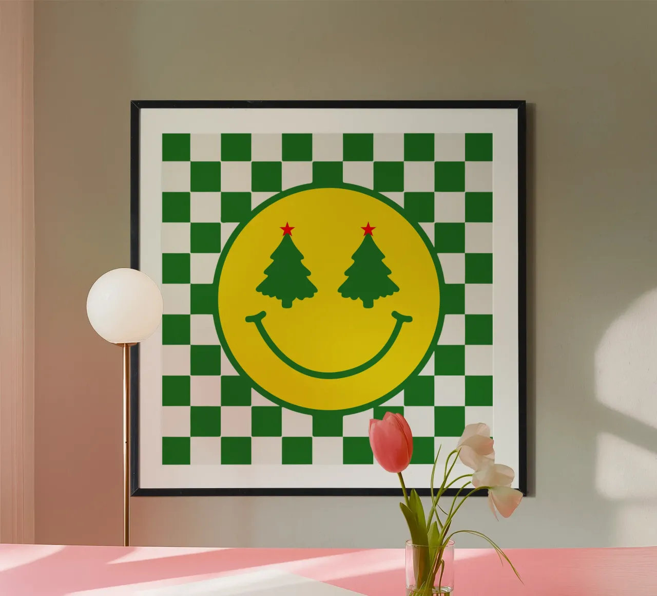 Funny Icon Christmas trees happy face smile icon poster by onefeelshop