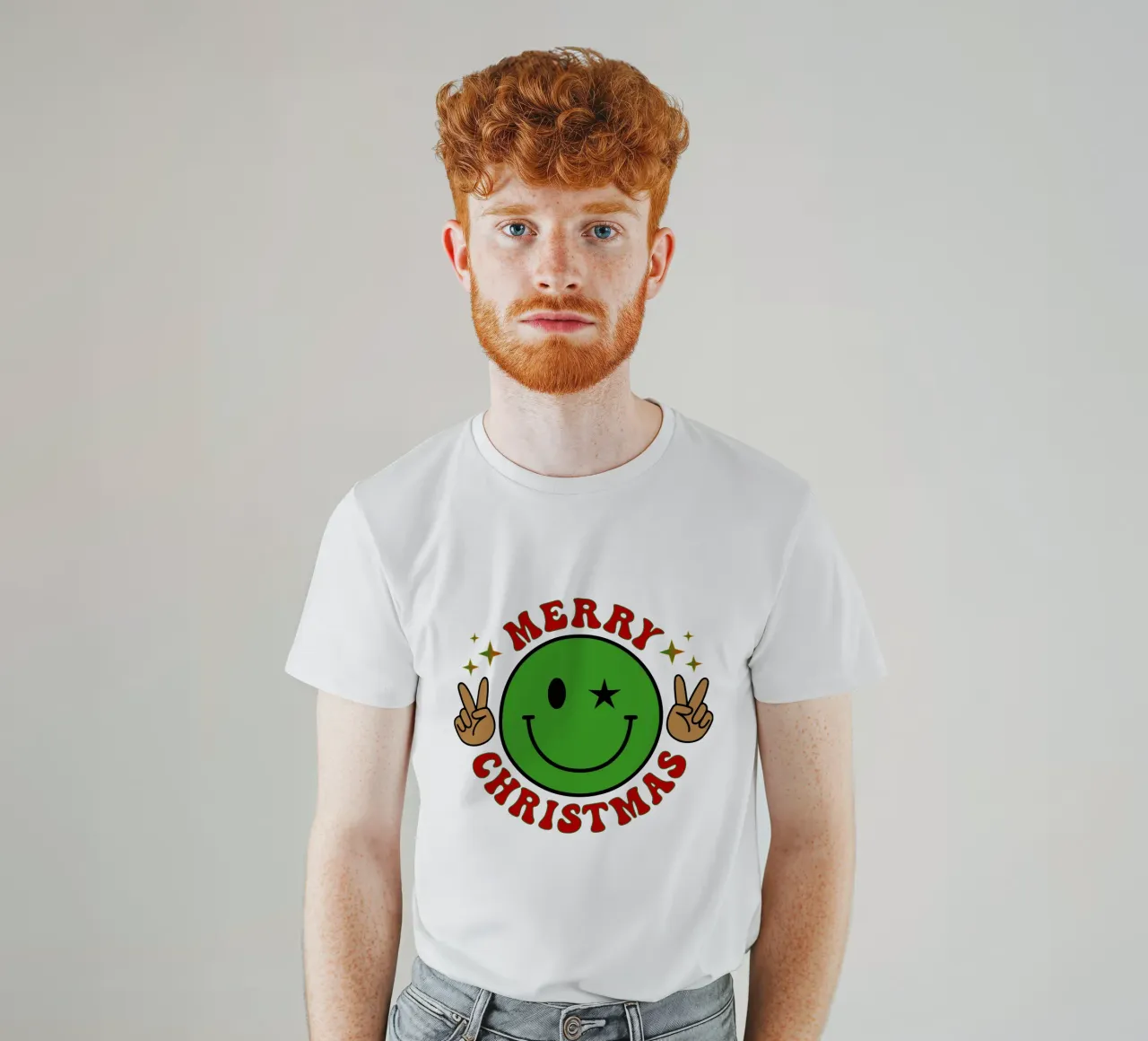 Buon Natale Faccia felice Icona sorriso t-shirt da onefeelshop