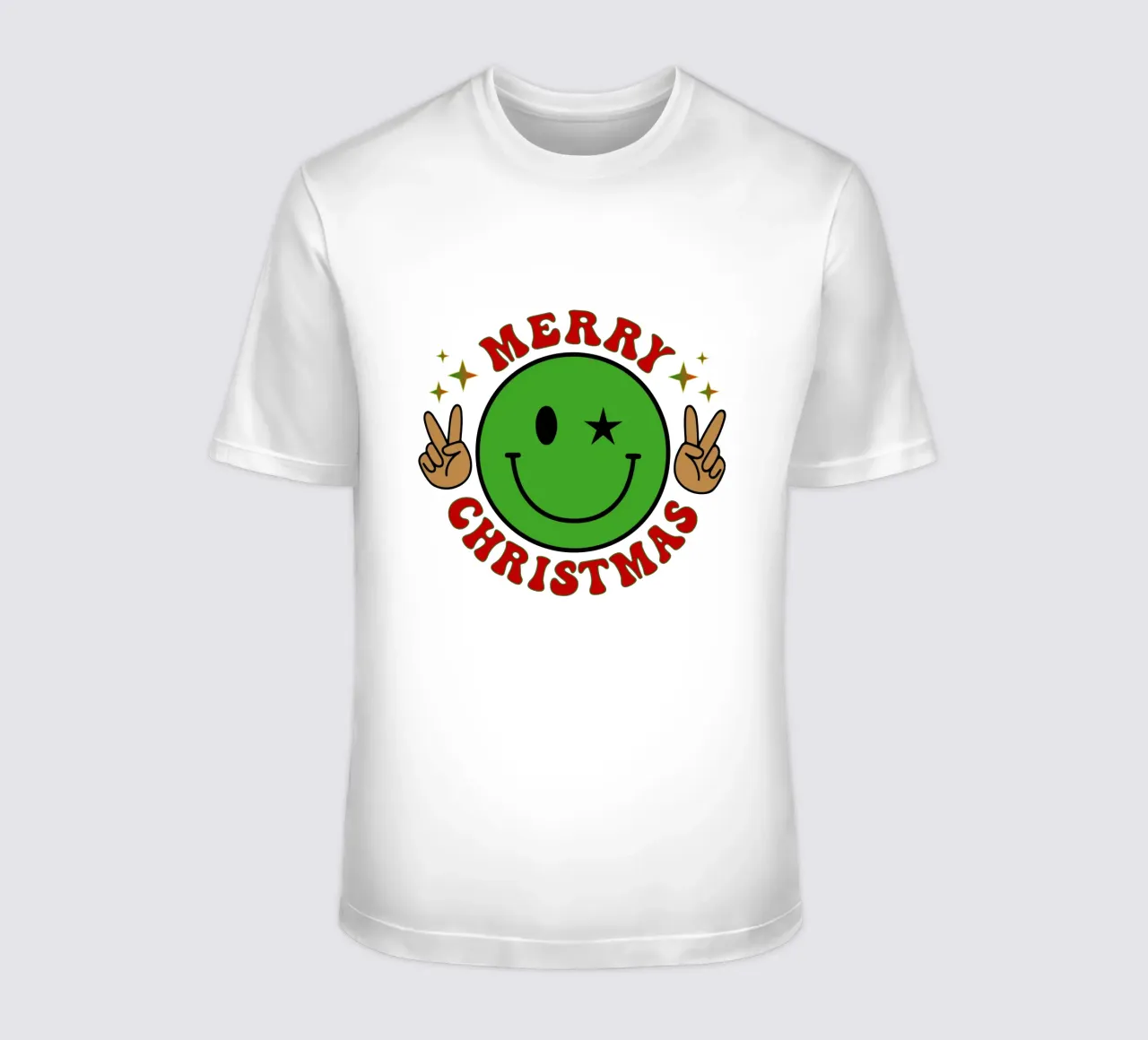Buon Natale Faccia felice Icona sorriso t-shirt da onefeelshop