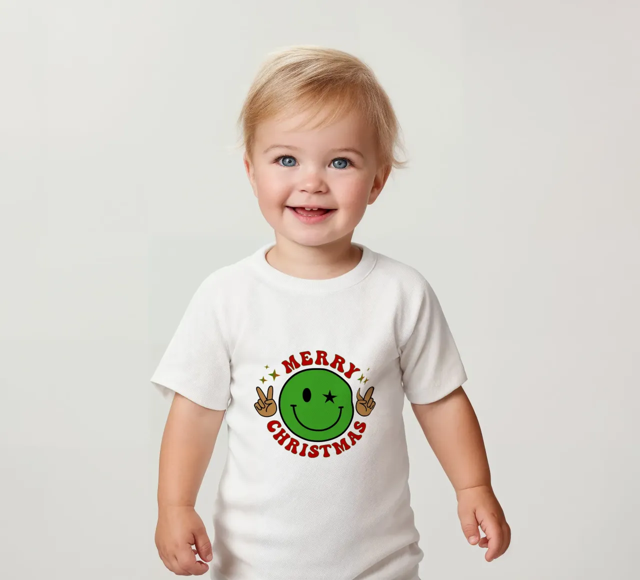 Buon Natale Faccia felice Icona sorriso maglietta neonato da onefeelshop