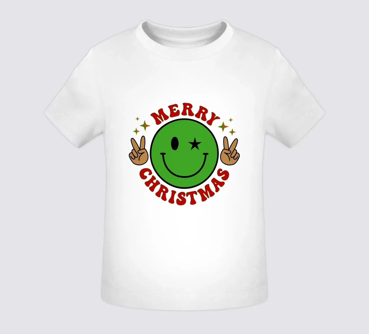 Buon Natale Faccia felice Icona sorriso maglietta neonato da onefeelshop