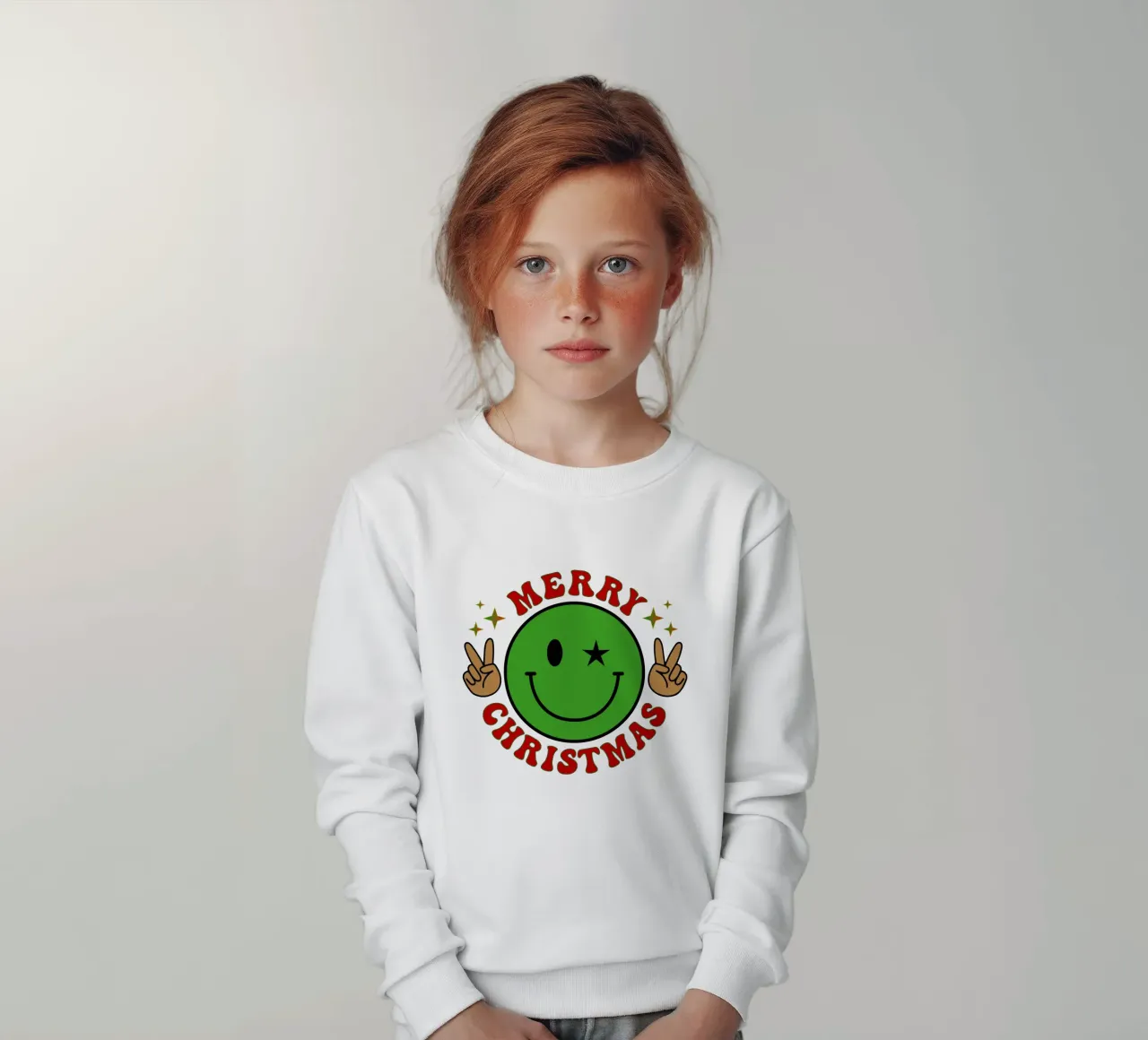 Buon Natale Faccia felice Icona sorriso felpa bambino da onefeelshop