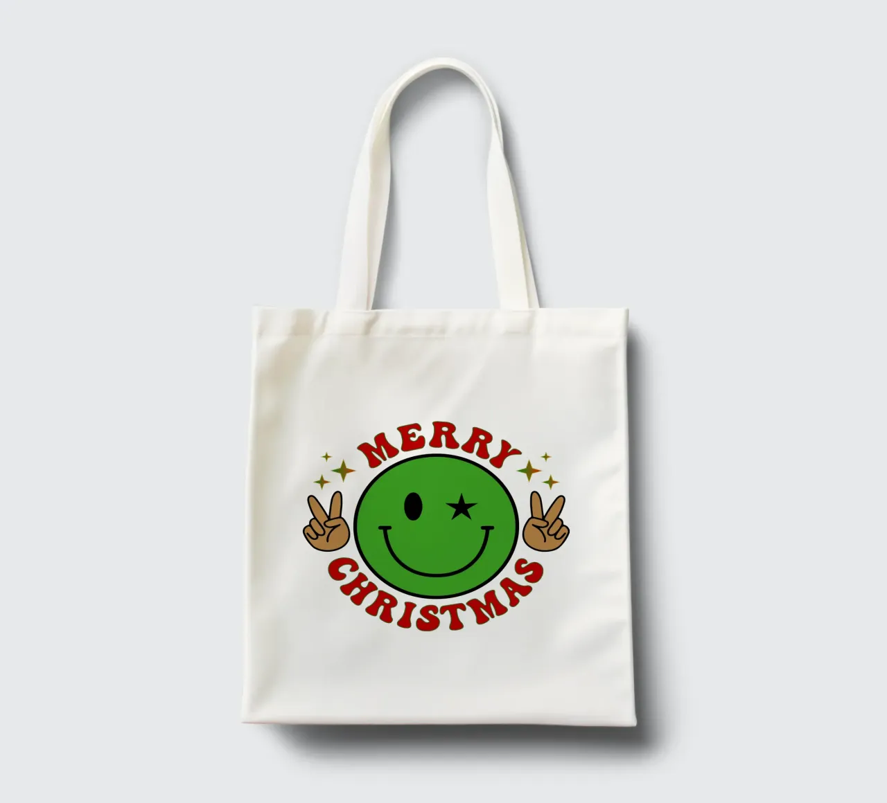 Buon Natale Faccia felice Icona sorriso borsa in juta da onefeelshop