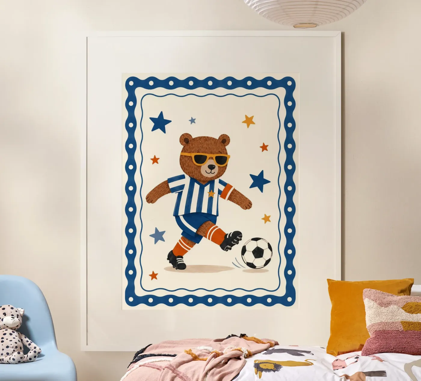 Soccer Bear poster by Little Moon & Co