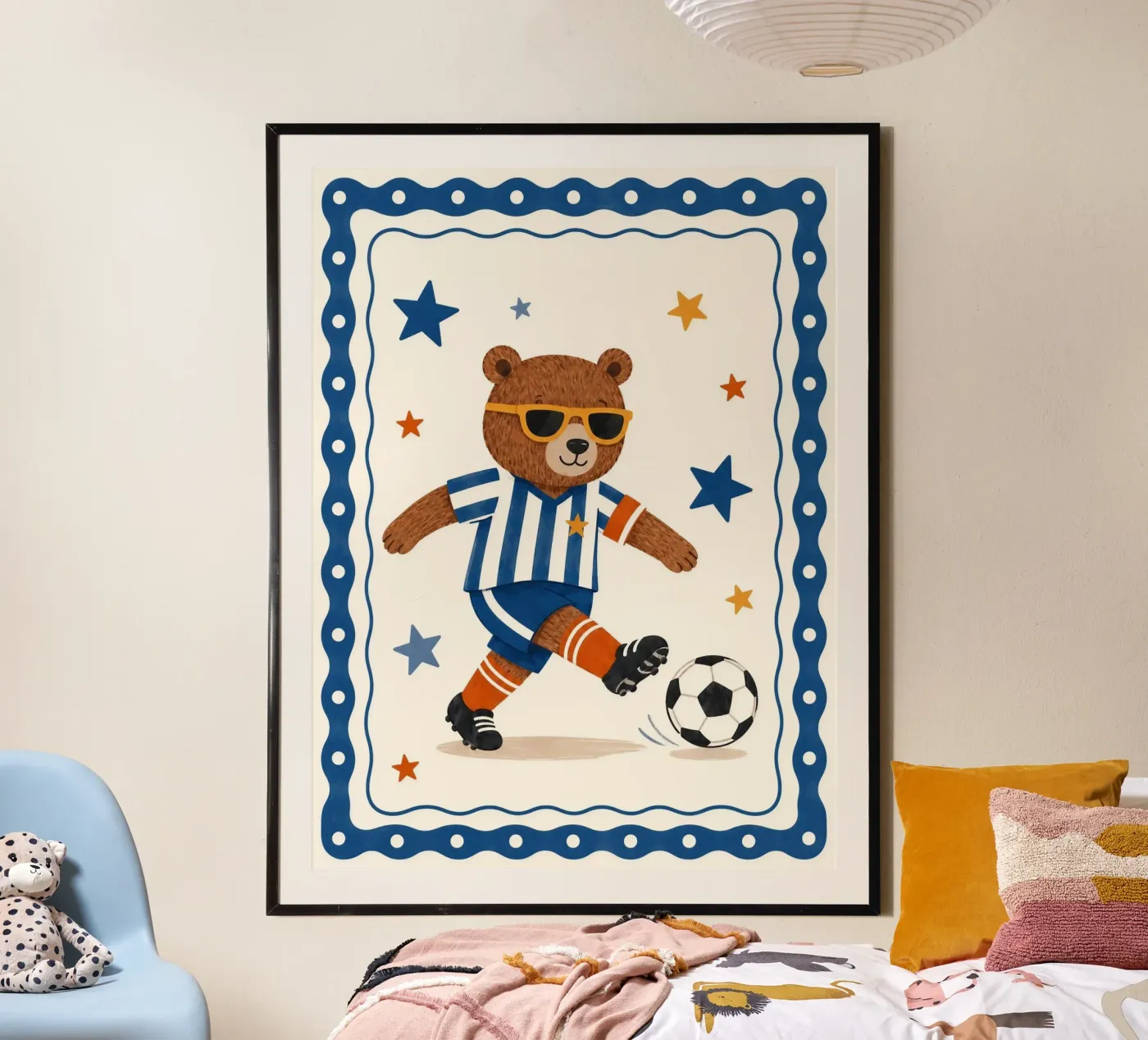 Soccer Bear poster by Little Moon & Co