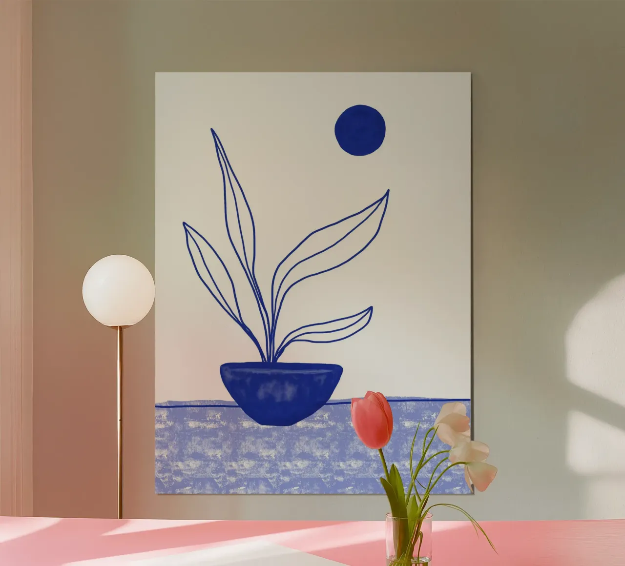 Pianta blu poster con telaio in alluminio da Kim Hubball Studio