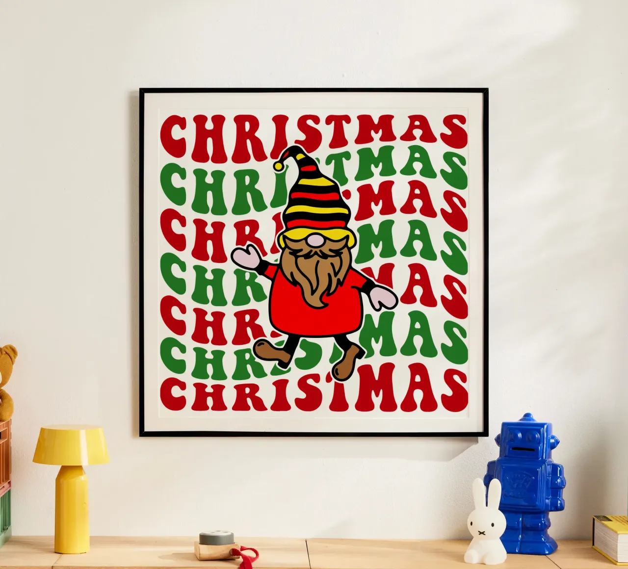 Divertente design artistico per il giorno di Natale poster con telaio in plastica da onefeelshop