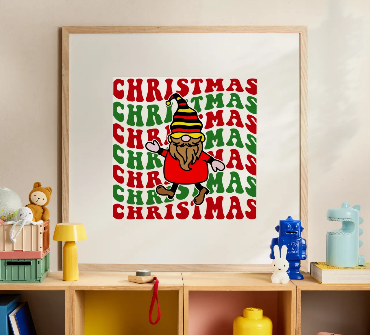 Divertente design artistico per il giorno di Natale poster con telaio in plastica da onefeelshop