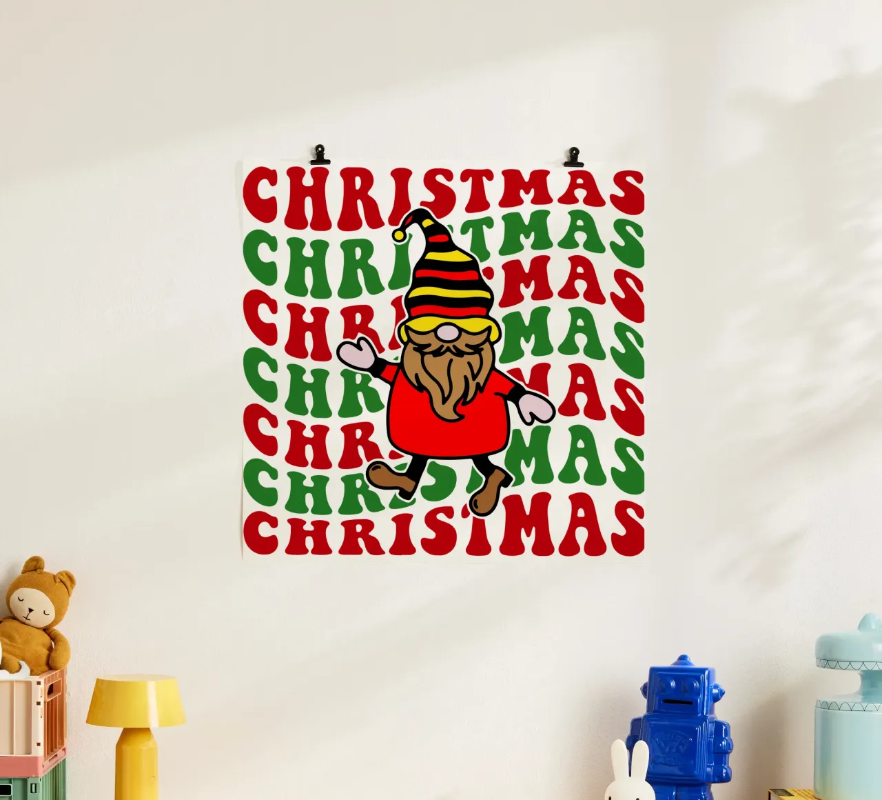 Divertente design artistico per il giorno di Natale poster con telaio in plastica da onefeelshop
