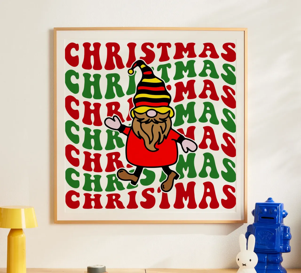 Divertente design artistico per il giorno di Natale poster con telaio in plastica da onefeelshop