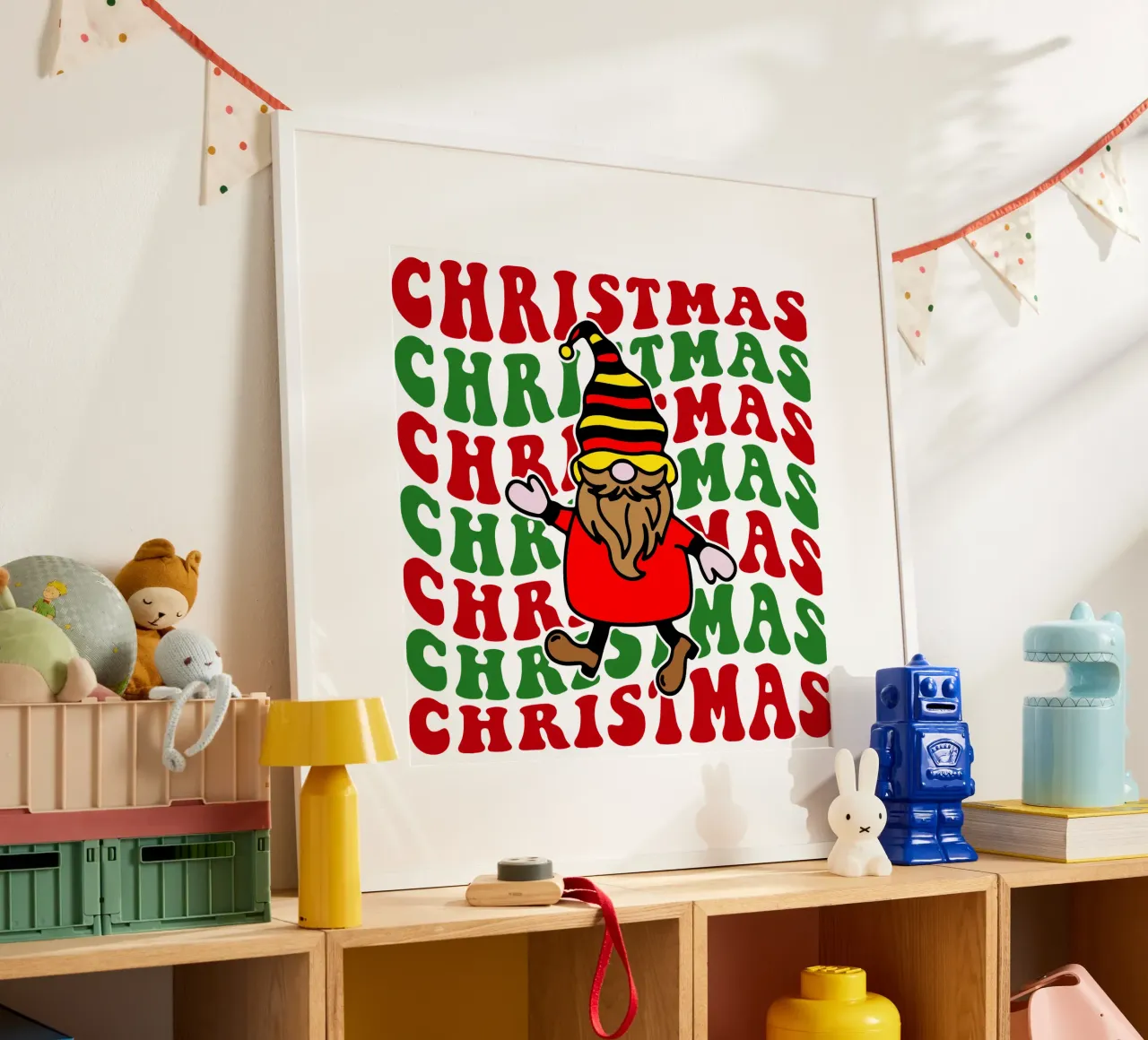 Divertente design artistico per il giorno di Natale poster con telaio in plastica da onefeelshop