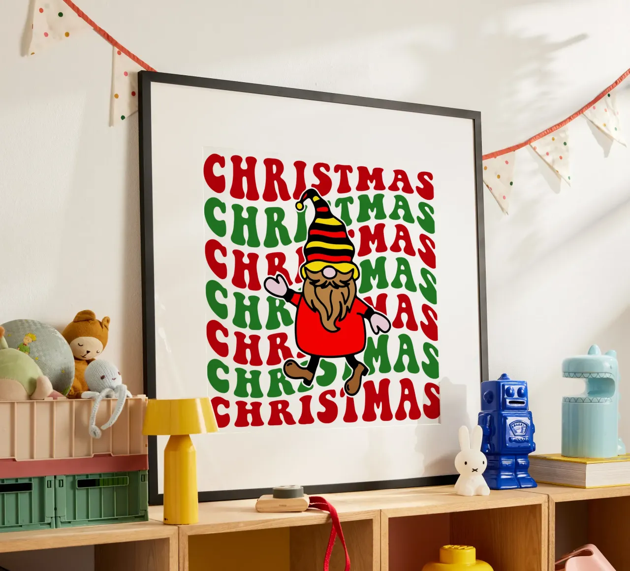 Divertente design artistico per il giorno di Natale poster con telaio in plastica da onefeelshop