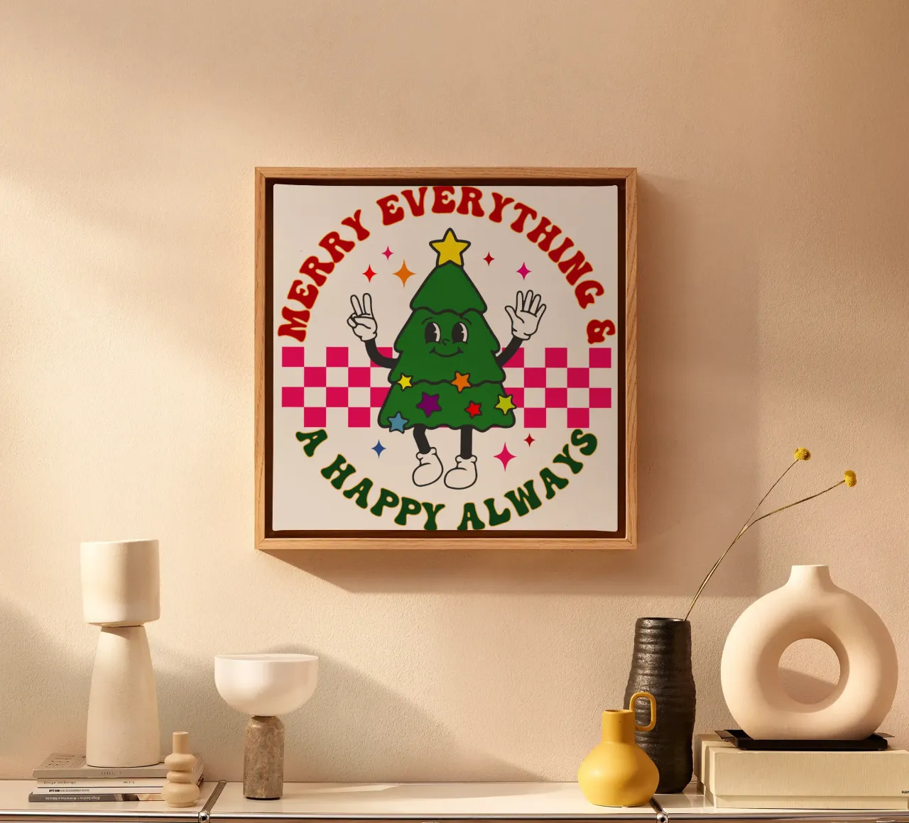 merry everything and a happy always christmas day canvas with Floater frame by onefeelshop