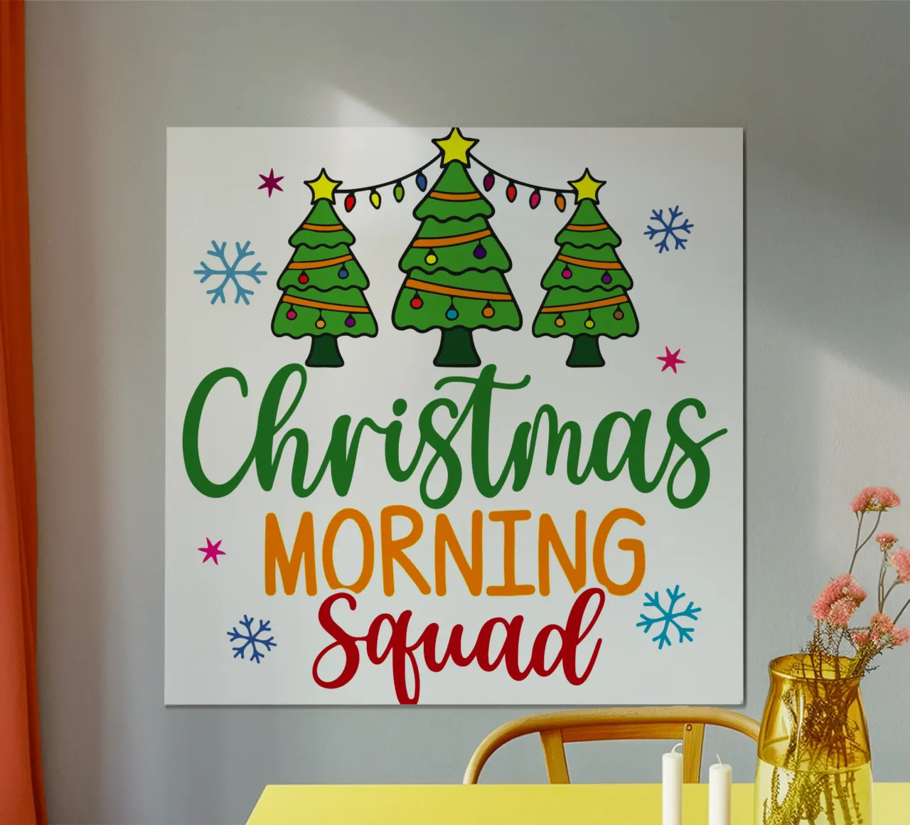Kader für den Weihnachtsmorgen Poster mit Aluminium Rahmen von onefeelshop