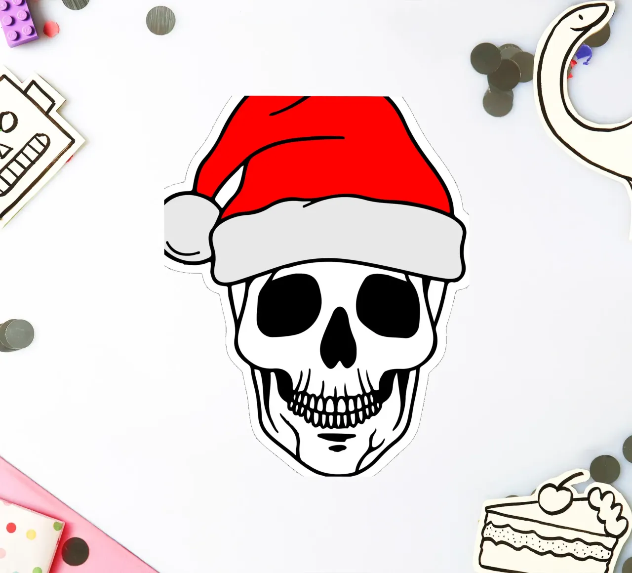 Weihnachtsmann-Totenkopf Parodie Design Sticker von onefeelshop