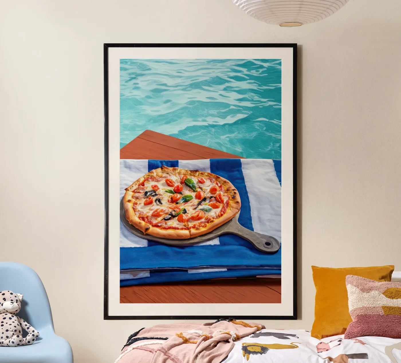 Pizza Poolside Beach poster by karenprint