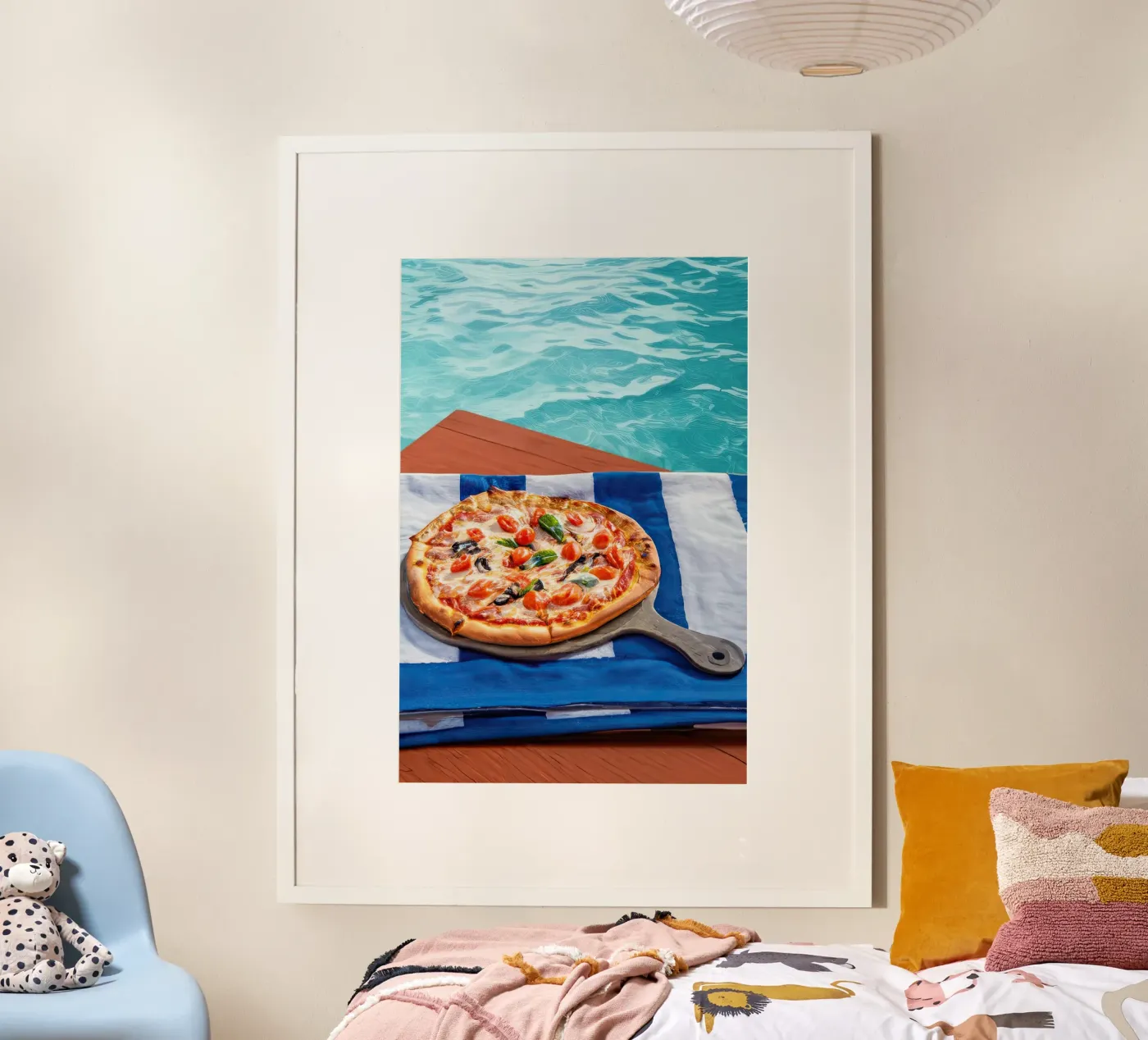 Pizza Poolside Beach poster by karenprint