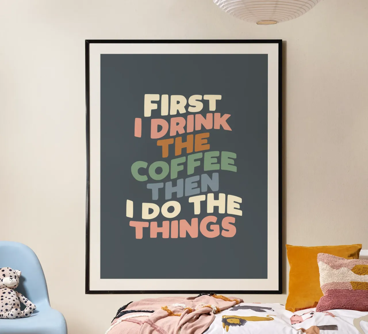 Erst trinke ich den Kaffee, dann mache ich die Dinge Typografie Hahnemühle von THE MOTIVATED TYPE