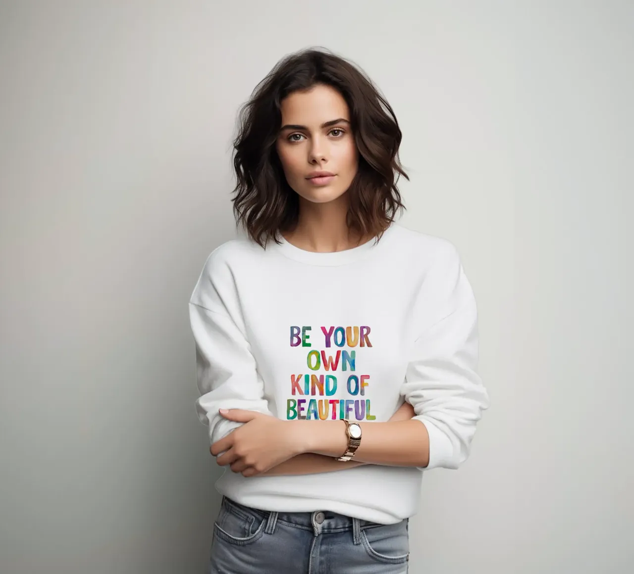 Wees je eigen soort van mooie regenboog typografie ontwerp sweatshirt van THE MOTIVATED TYPE