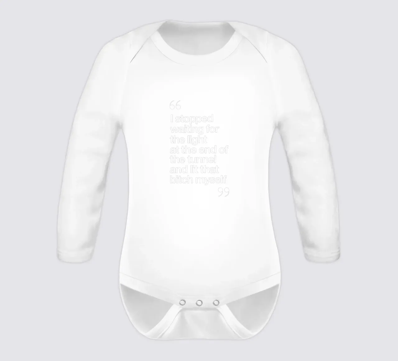 I Stopped Waiting for the Light at the End of the Tunnel long-sleeve baby romper by THE MOTIVATED TYPE