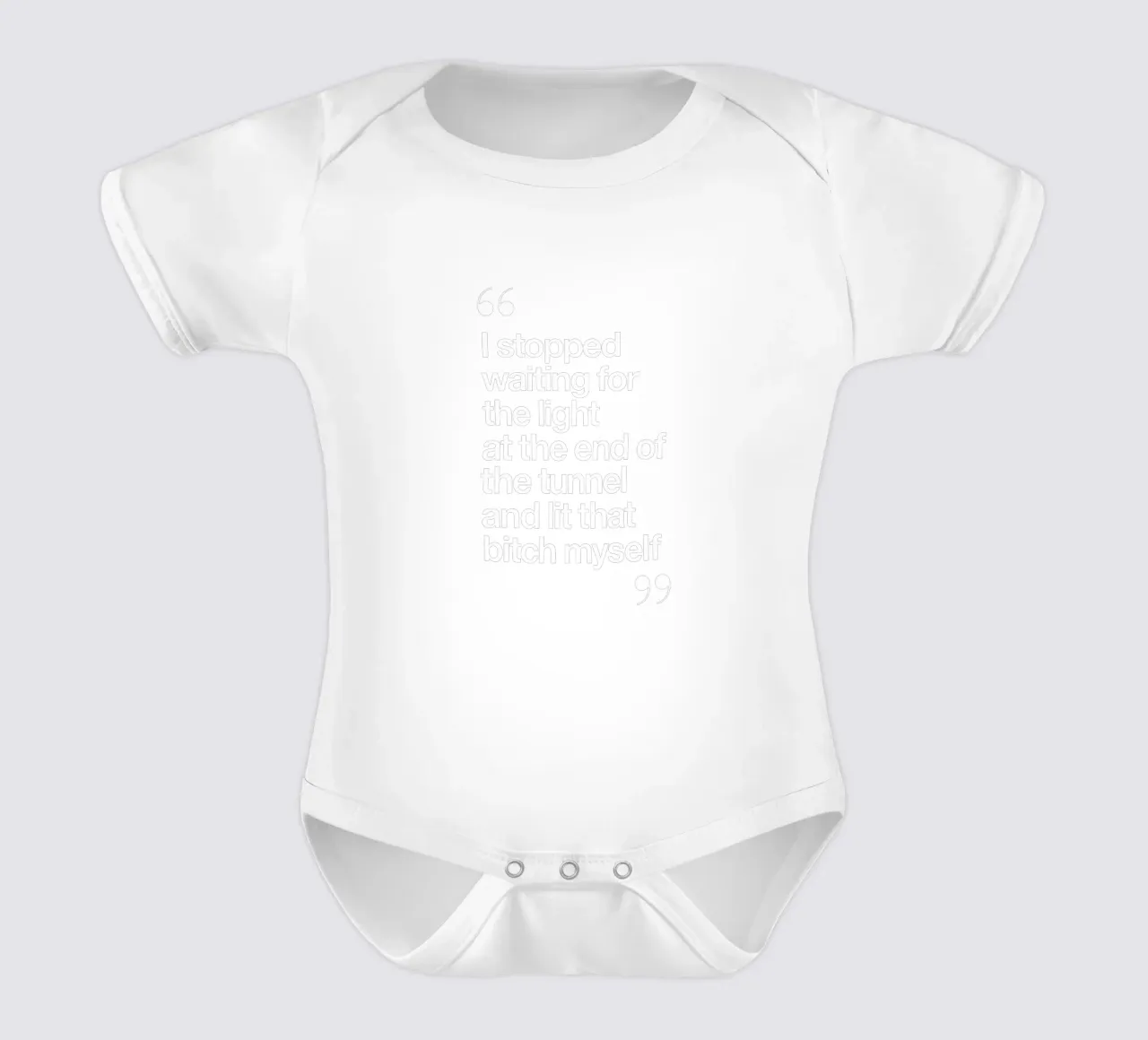 I Stopped Waiting for the Light at the End of the Tunnel short-sleeve baby romper by THE MOTIVATED TYPE