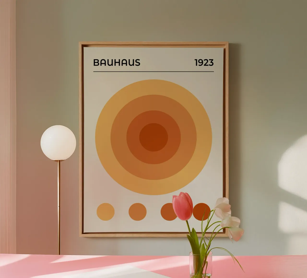 Mostra Bauhaus Cerchi arancioni 1923 tela con Cornice a cassetta da Paigaam Studio